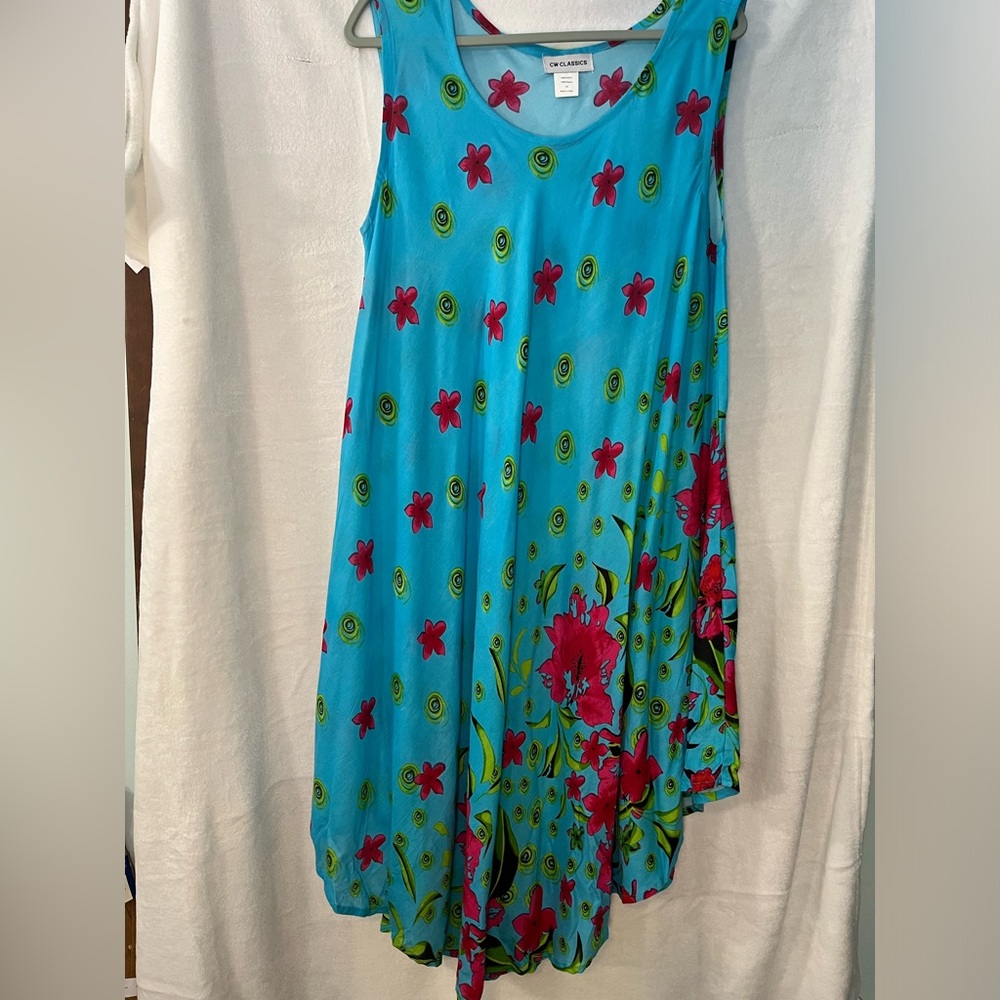 CW Classics Blue Floral Sleeveless Dress.  Perfect Condition